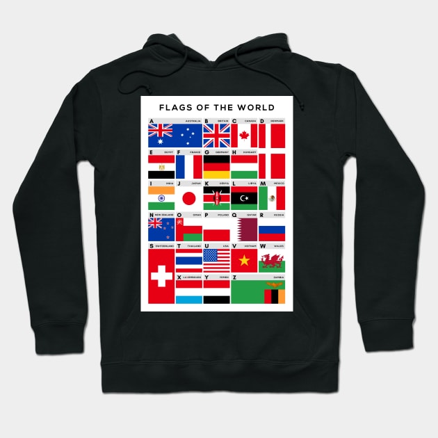 Flags of The World Picture Chart - A-Z of Flags Hoodie by typelab